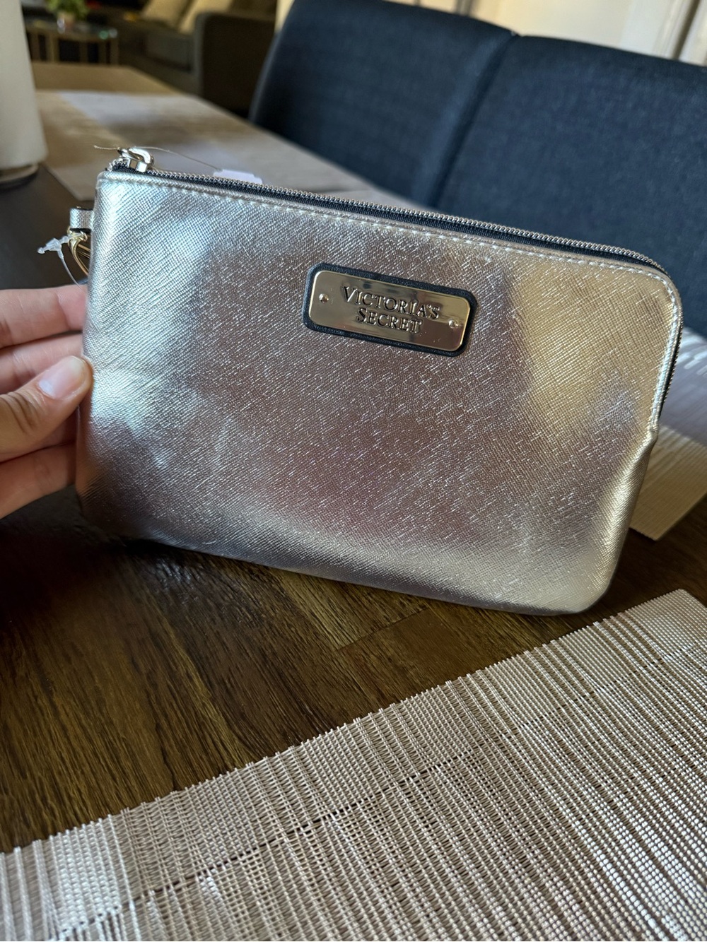 Victoria's Secret Metallic Rose Gold Cosmetic Pouch